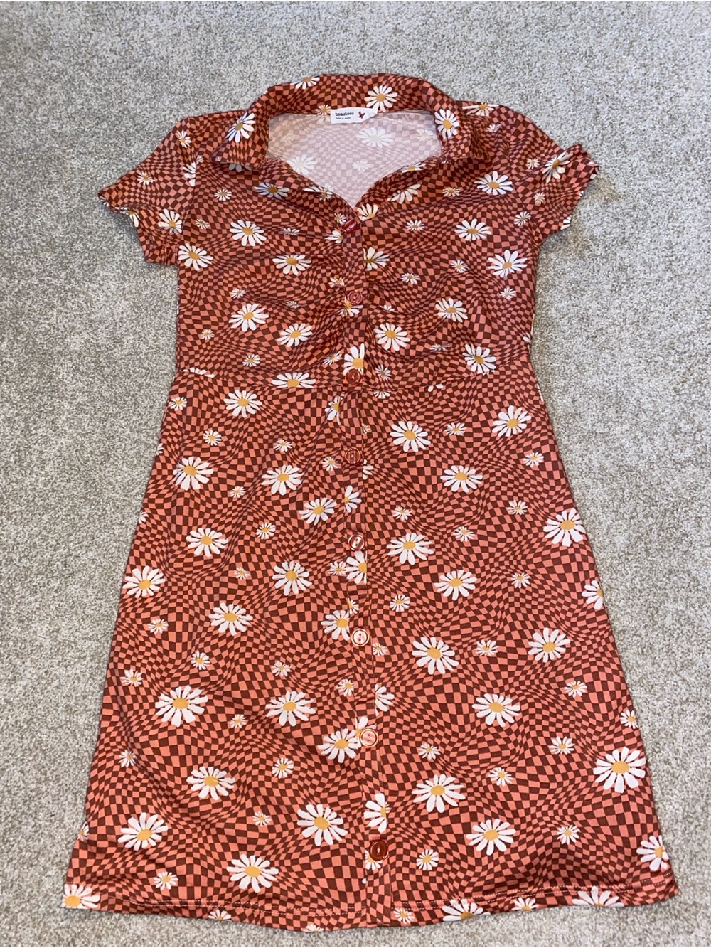 Kids Daisy Checkered Short Sleeve Dress